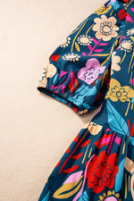 Retro Bloemenprint Maxi-Jurk met Halsopening - Maxi Dresses - Jurkjes.co