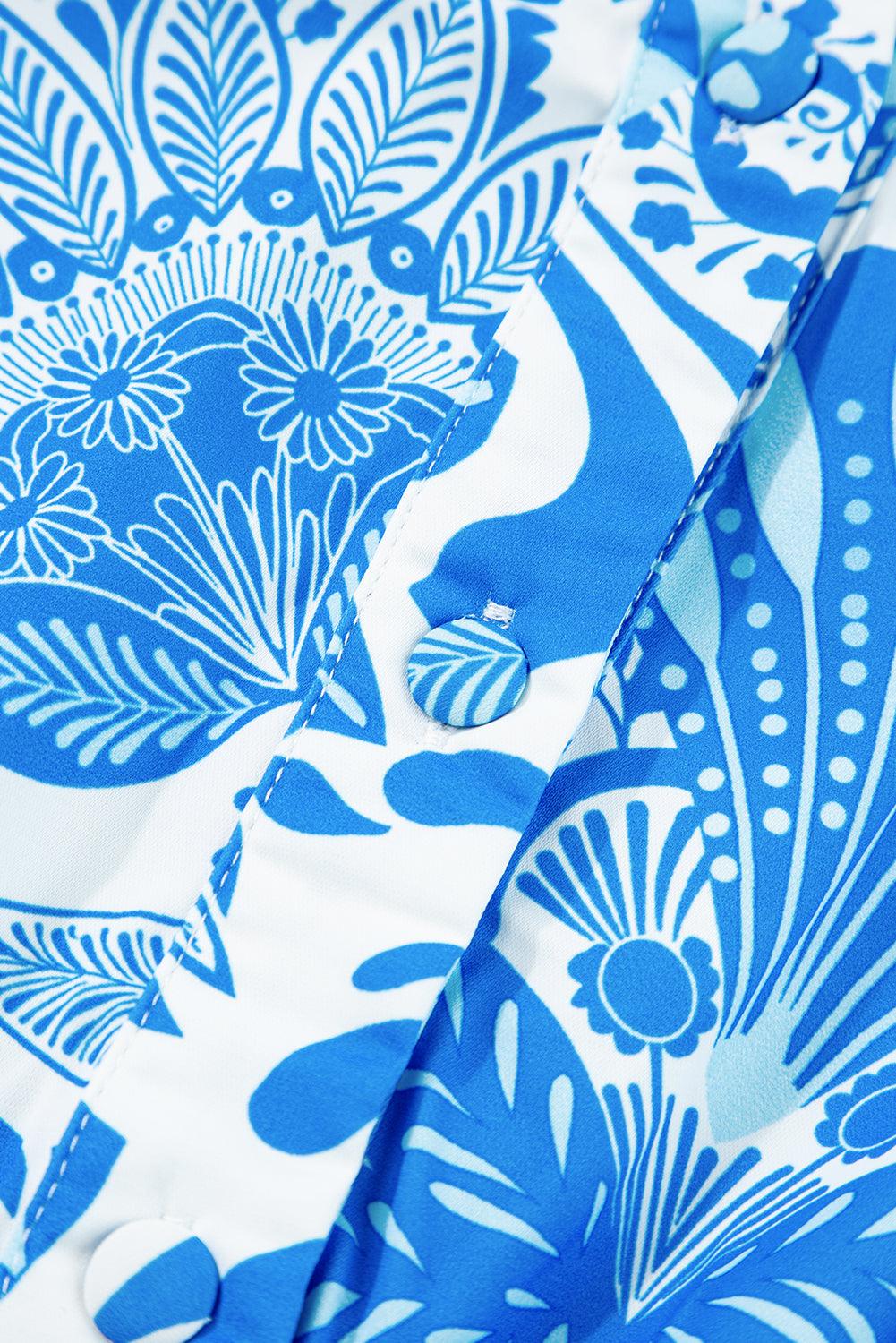 Retro Bloemenprint Mini Jurk met Ruches - Floral Dresses - Jurkjes.co