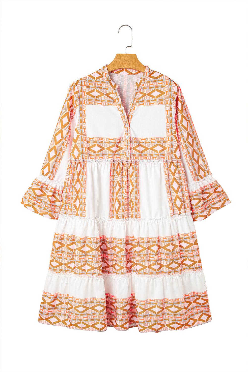 Rimpeljurk met Geometrisch Patroon - Mini Dresses - Jurkjes.co