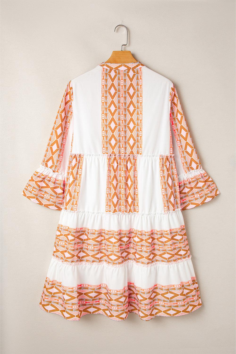 Rimpeljurk met Geometrisch Patroon - Mini Dresses - Jurkjes.co