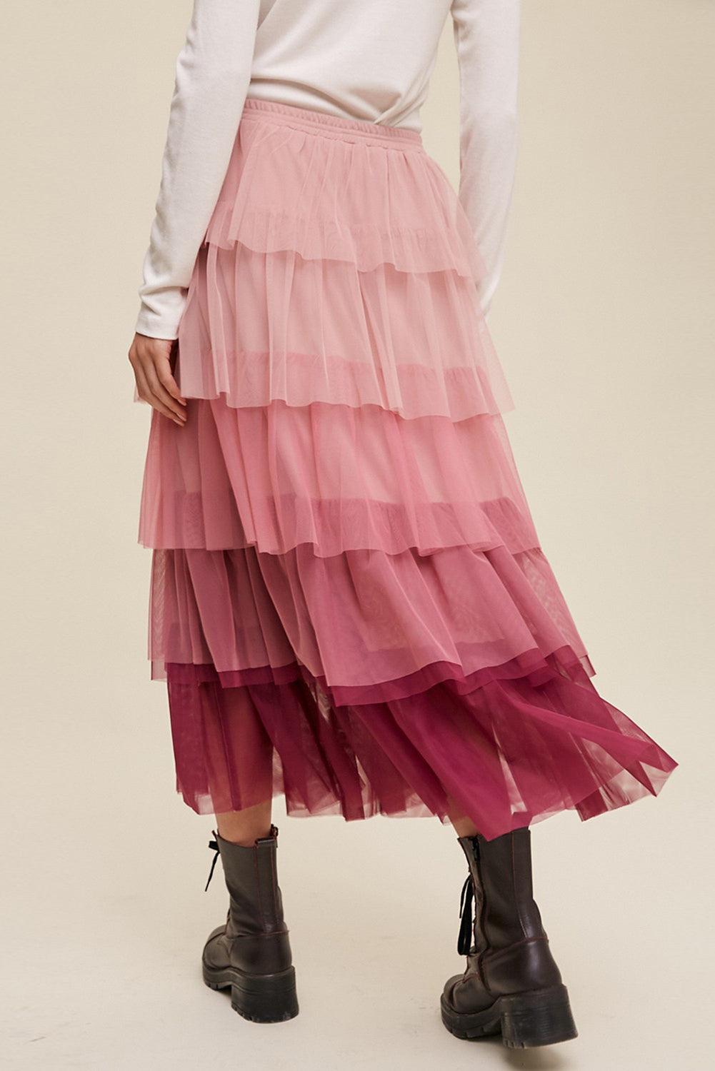 Rok met Ruches en Mesh Lagen Maxi - Skirts & Petticoat - Jurkjes.co