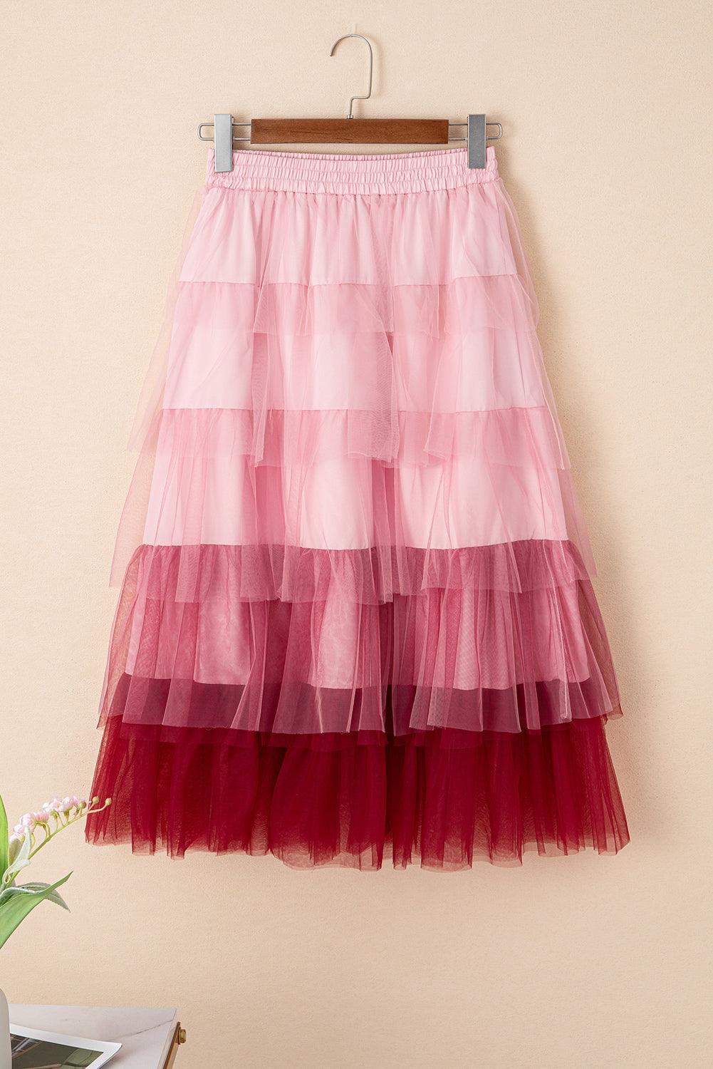 Rok met Ruches en Mesh Lagen Maxi - Skirts & Petticoat - Jurkjes.co