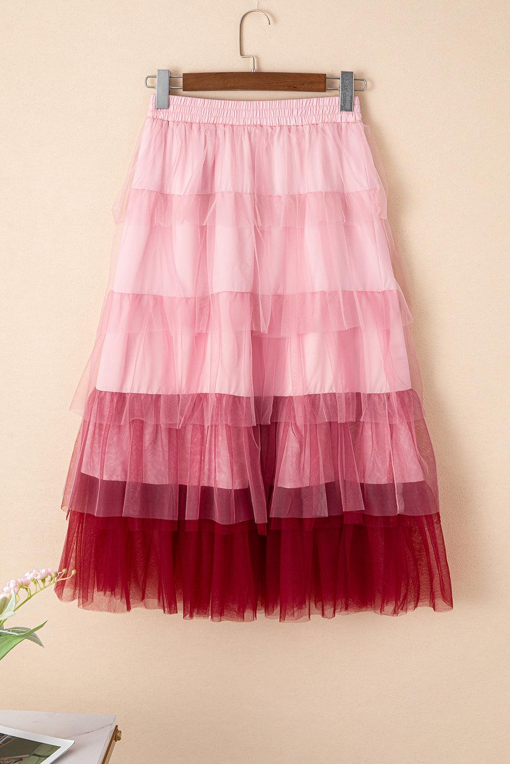Rok met Ruches en Mesh Lagen Maxi - Skirts & Petticoat - Jurkjes.co