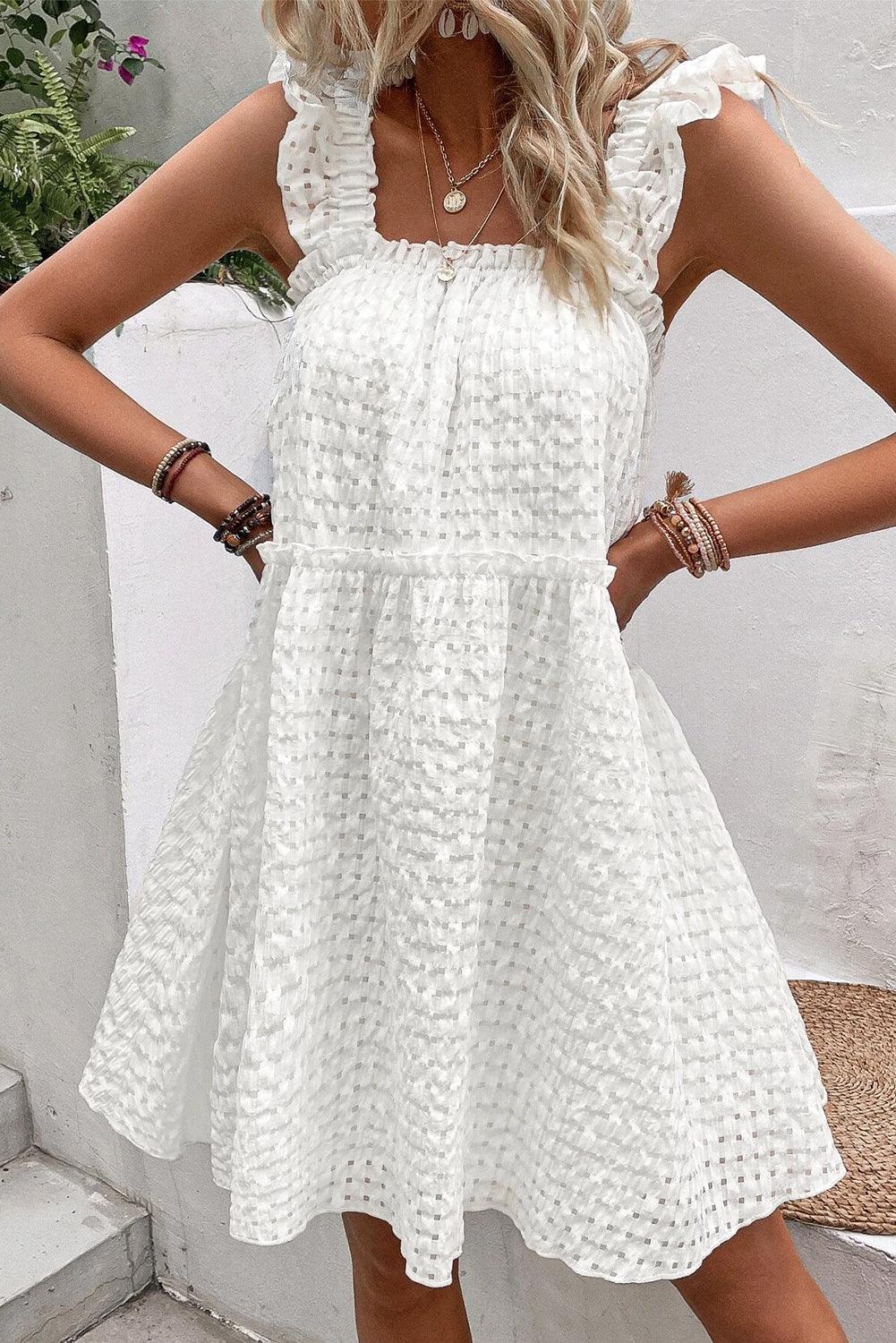 Rok met Ruches en Riemloze Bandjes - Mini Dresses - Jurkjes.co