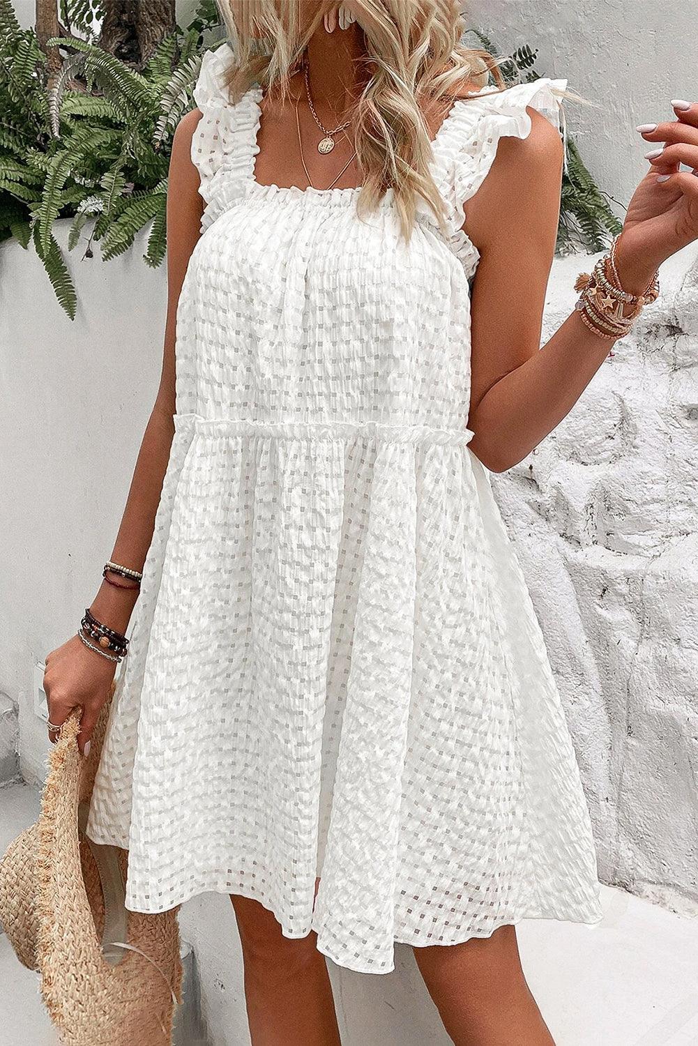 Rok met Ruches en Riemloze Bandjes - Mini Dresses - Jurkjes.co