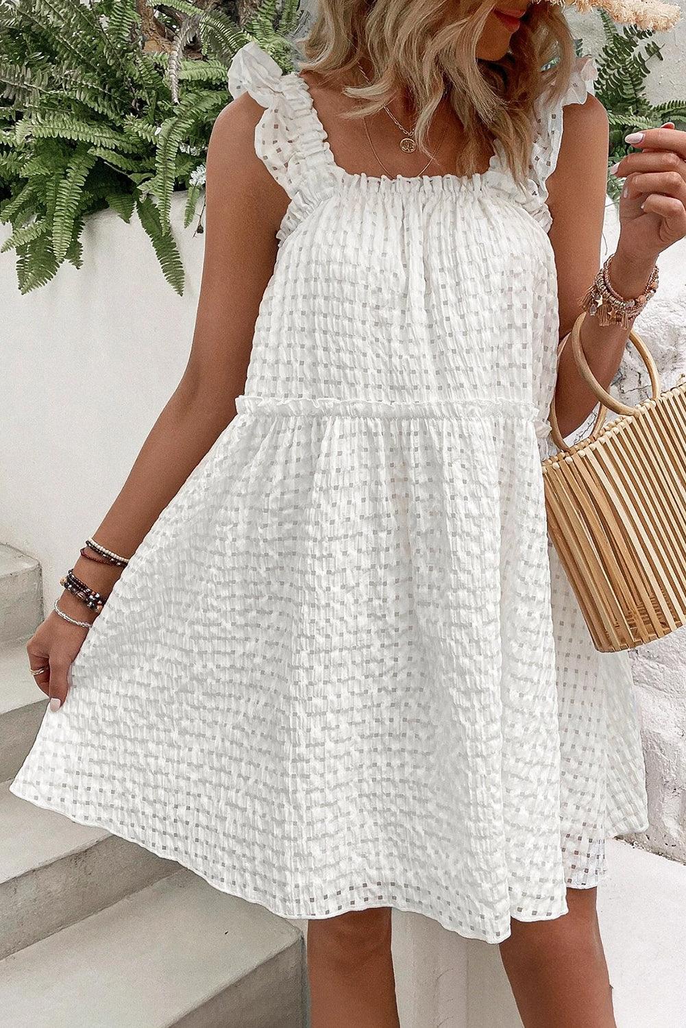 Rok met Ruches en Riemloze Bandjes - Mini Dresses - Jurkjes.co
