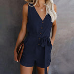 Romper met V-hals en Tailleband - Women Summer Dress - Jurkjes.co