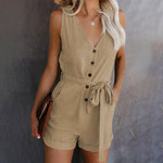 Romper met V-hals en Tailleband - Women Summer Dress - Jurkjes.co