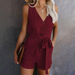 Romper met V-hals en Tailleband - Women Summer Dress - Jurkjes.co