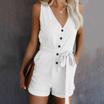 Romper met V-hals en Tailleband - Women Summer Dress - Jurkjes.co