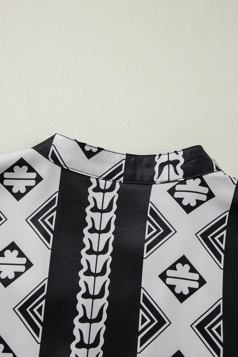 Ruches Jurk met Geometrische Print - Mini Dresses - Jurkjes.co