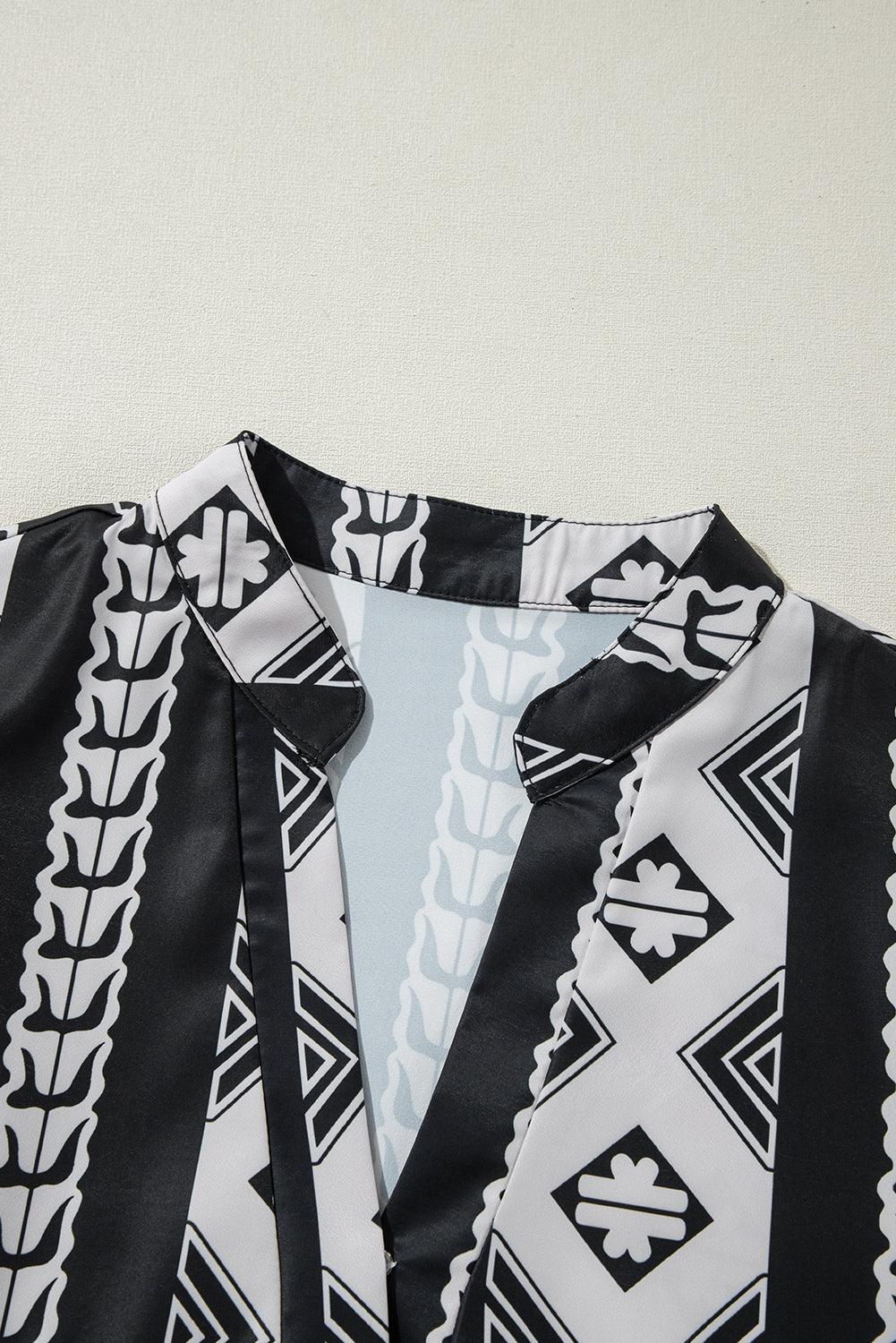 Ruches Jurk met Geometrische Print - Mini Dresses - Jurkjes.co