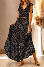 Ruffle Crop Top en Maxi Rok Set met Bloemenprint - Two Piece Dresses - Jurkjes.co