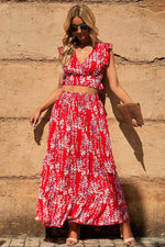 Ruffle Crop Top en Maxi Rok Set met Bloemenprint - Two Piece Dresses - Jurkjes.co