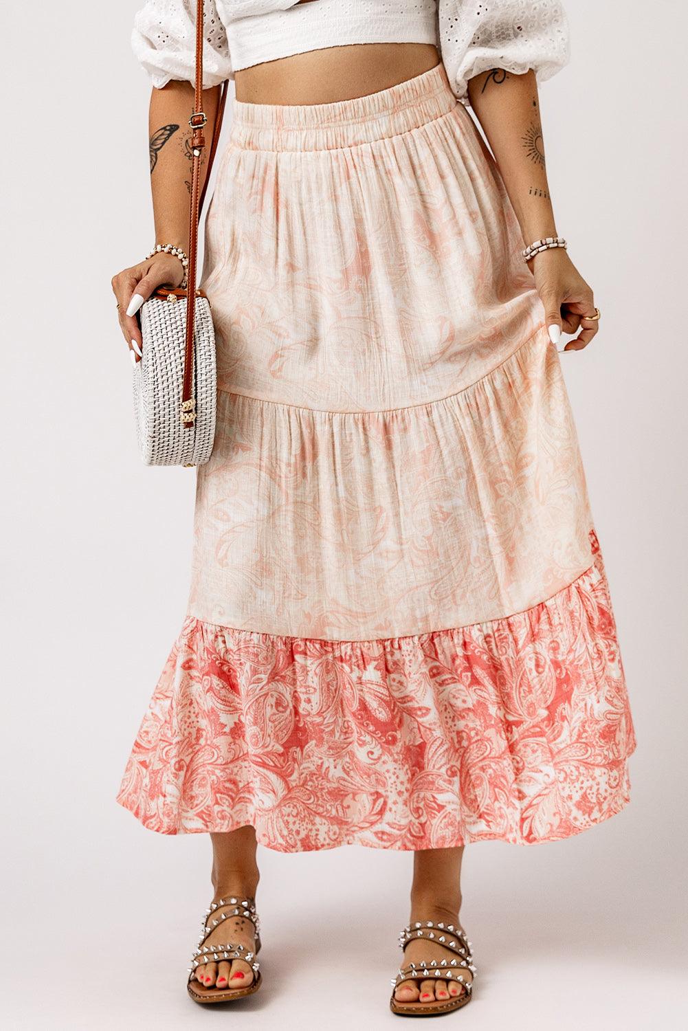 Ruffle Hem Maxi Rok met Paisley Print - Skirts & Petticoat - Jurkjes.co
