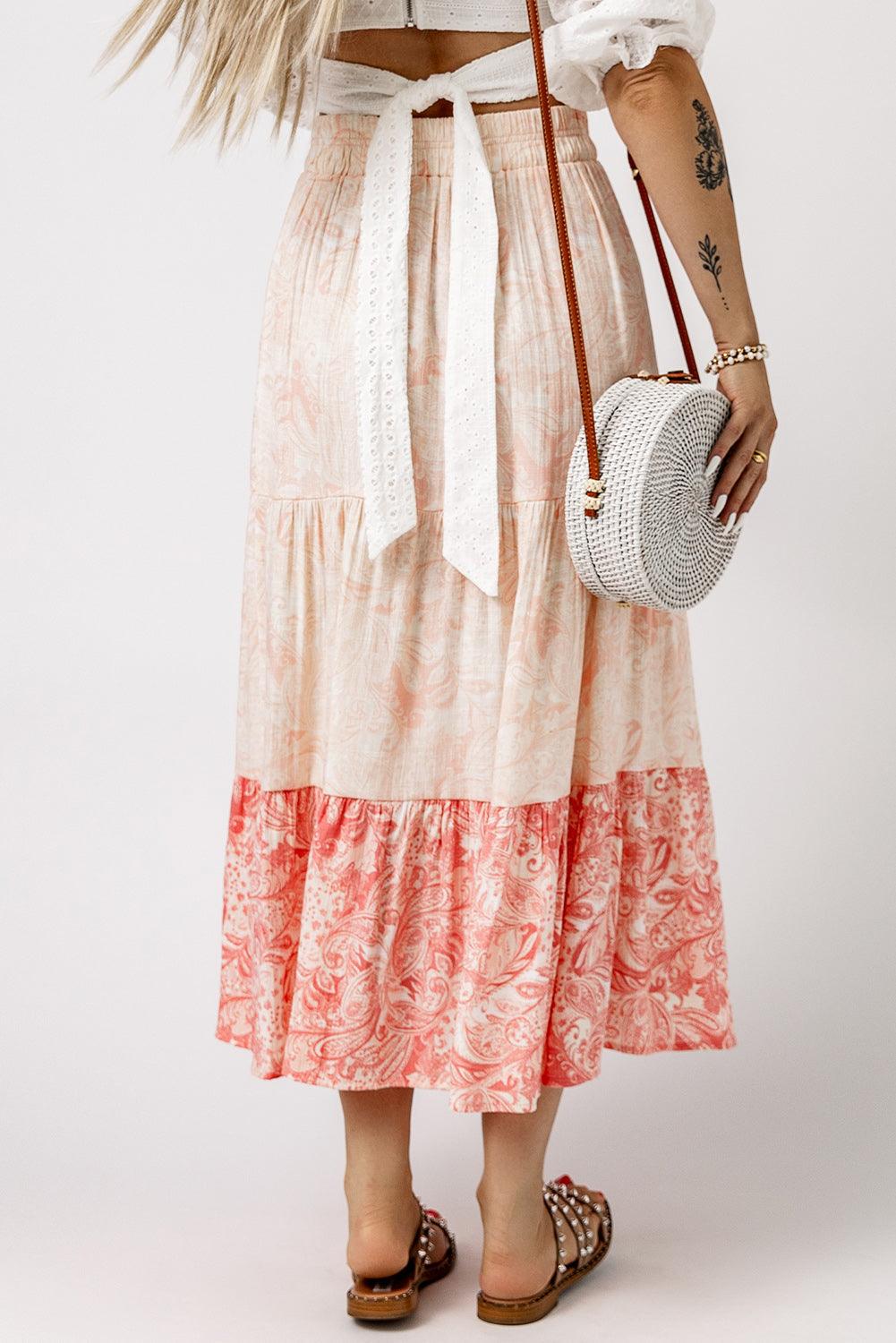 Ruffle Hem Maxi Rok met Paisley Print - Skirts & Petticoat - Jurkjes.co