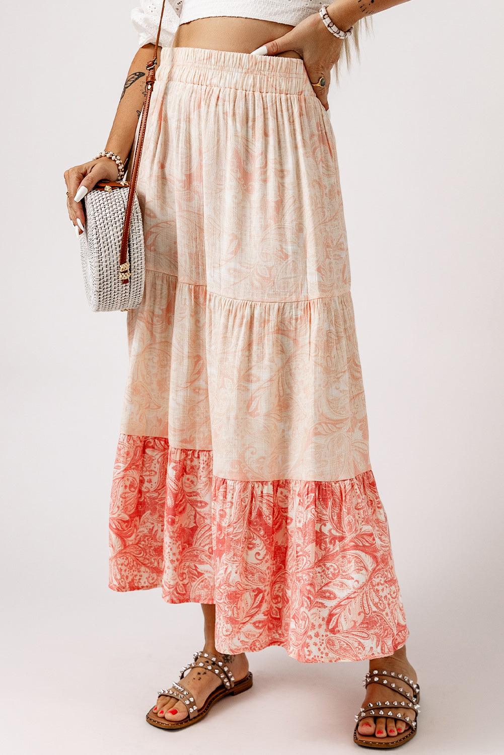 Ruffle Hem Maxi Rok met Paisley Print - Skirts & Petticoat - Jurkjes.co