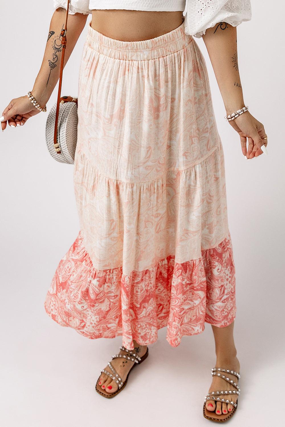 Ruffle Hem Maxi Rok met Paisley Print - Skirts & Petticoat - Jurkjes.co