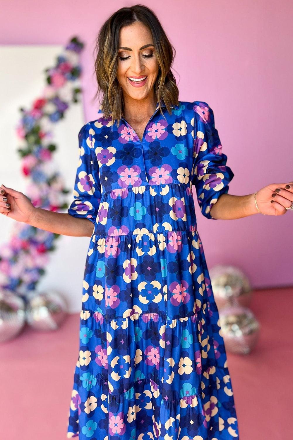 Ruffle Midi Jurk met Bloemenprint en Peasant Mouw - Midi Dresses - Jurkjes.co