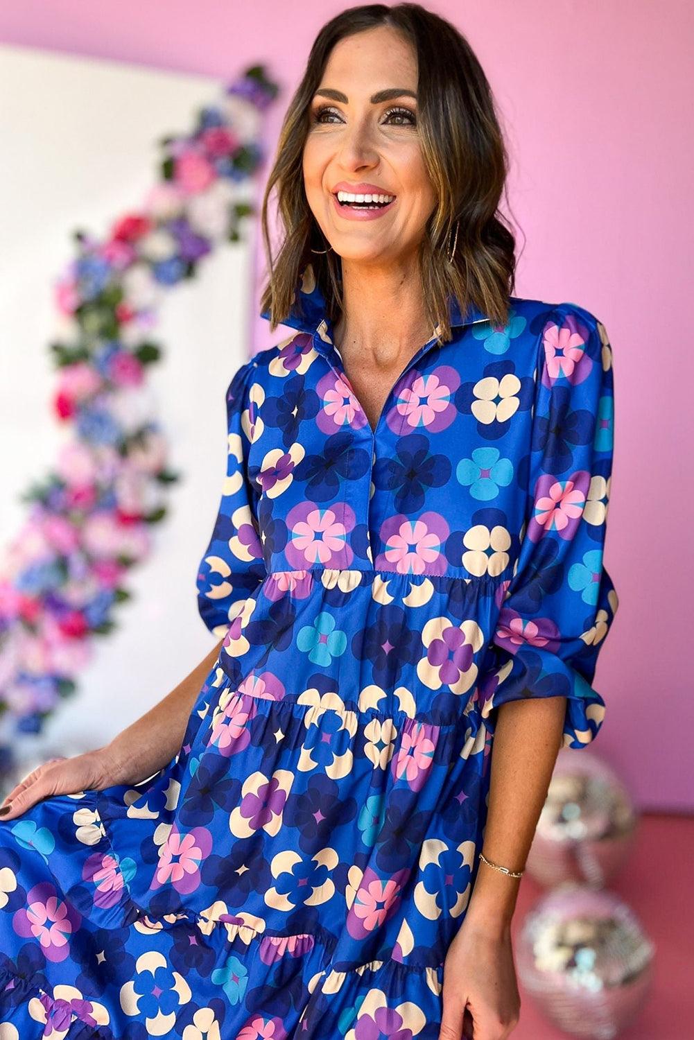 Ruffle Midi Jurk met Bloemenprint en Peasant Mouw - Midi Dresses - Jurkjes.co