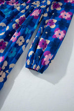 Ruffle Midi Jurk met Bloemenprint en Peasant Mouw - Midi Dresses - Jurkjes.co