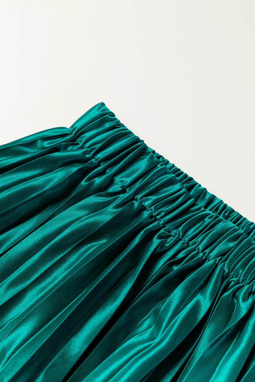 Satin Maxi Rok met Elastische Taille en Plooi - Skirts & Petticoat - Jurkjes.co