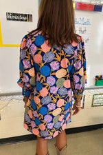 Shift Jurk met Bloemenprint en V-hals - Floral Dresses - Jurkjes.co