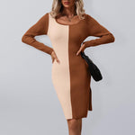 Shift Jurk met Kleurblok en Ribstructuur - Mini Dresses - Jurkjes.co