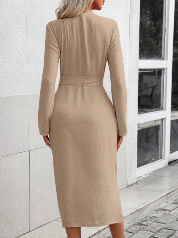 Shirt Jurk met Kraag en Tailleband - Maxi Dresses - Jurkjes.co