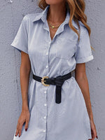 Shirt Jurk met Riem en Gestreept Patroon - Mini Dresses - Jurkjes.co