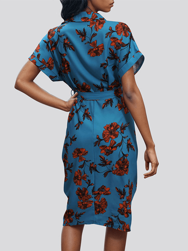 Shirt Jurk met V-hals en Bloemenprint - Maxi Dresses - Jurkjes.co