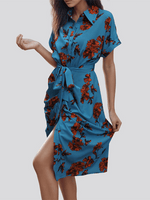 Shirt Jurk met V-hals en Bloemenprint - Maxi Dresses - Jurkjes.co