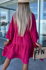 Shirtjurk met Kreukel Structuur en Knopen - Mini Dresses - Jurkjes.co