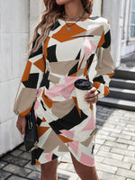 Slim Fit Jurk met Geometrisch Patroon - Mini Dresses - Jurkjes.co