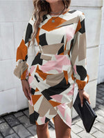 Slim Fit Jurk met Geometrisch Patroon - Mini Dresses - Jurkjes.co