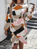 Slim Fit Jurk met Geometrisch Patroon - Mini Dresses - Jurkjes.co