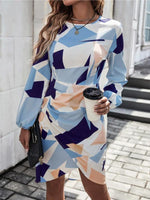 Slim Fit Jurk met Geometrisch Patroon - Mini Dresses - Jurkjes.co