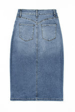 Split Midi Denim Rok met Vier Zakken - Skirts & Petticoat - Jurkjes.co