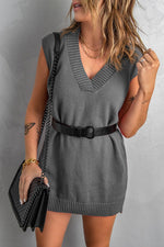 Stijlvolle Gebreide Mouwloze Trui Jurk - Sweater Dresses - Jurkjes.co