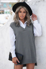 Stijlvolle Gebreide Mouwloze Trui Jurk - Sweater Dresses - Jurkjes.co