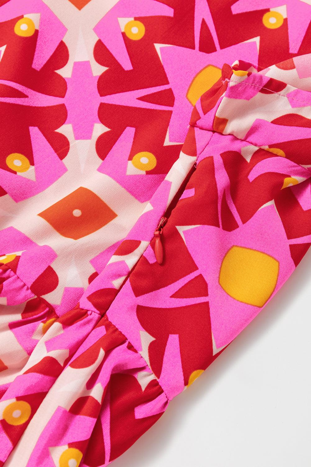 Stijlvolle Geometrische V-hals Maxi Jurk - Maxi Dresses - Jurkjes.co