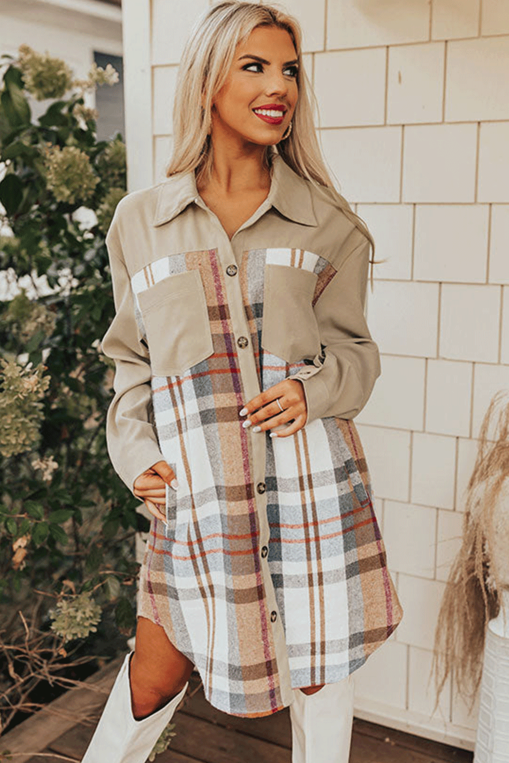 Stijlvolle Geruite Mini Jurk met Kraag - Mini Dresses - Jurkjes.co