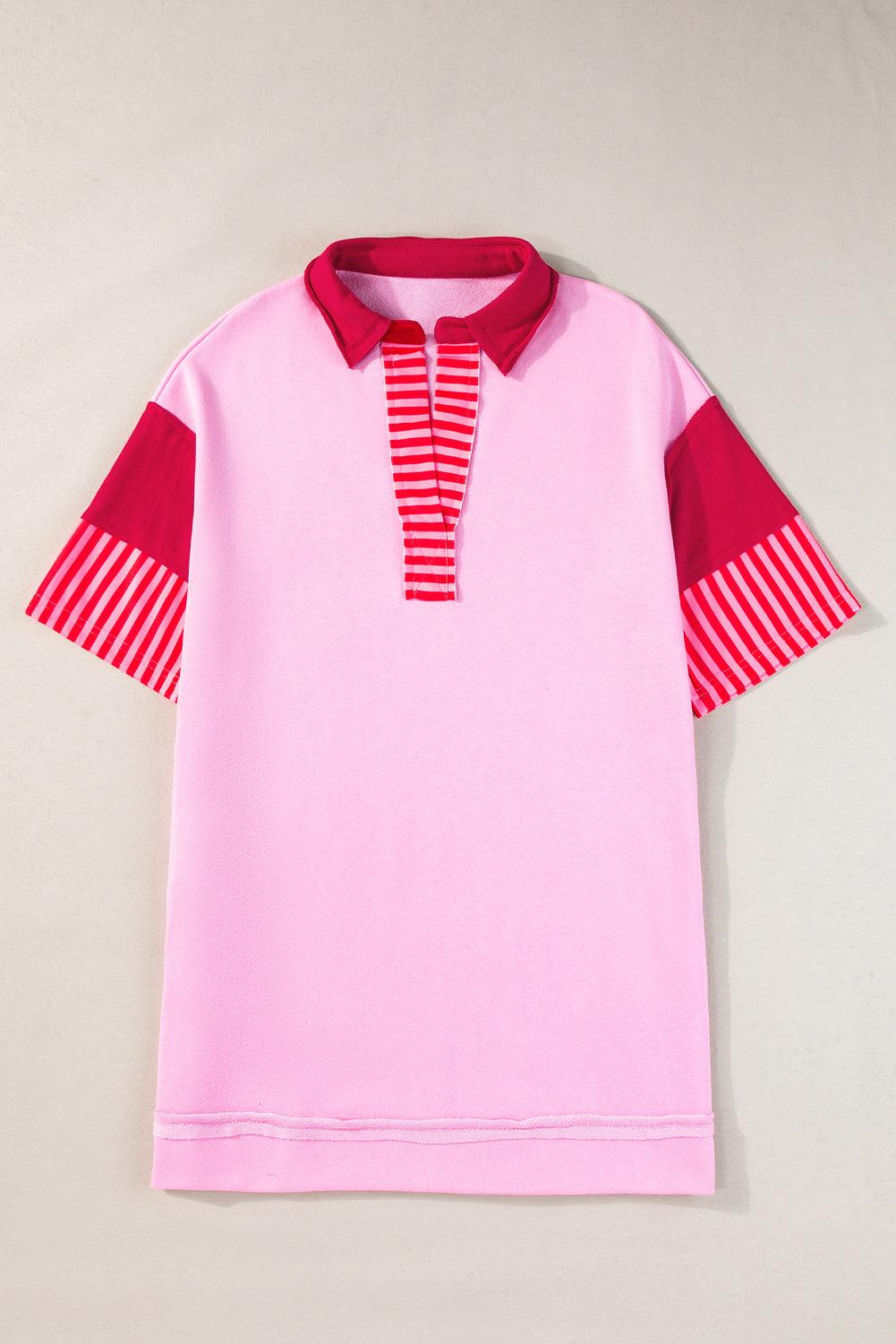 Stijlvolle Gestreepte Patchwork T-Shirt Jurk - T Shirt Dresses - Jurkjes.co