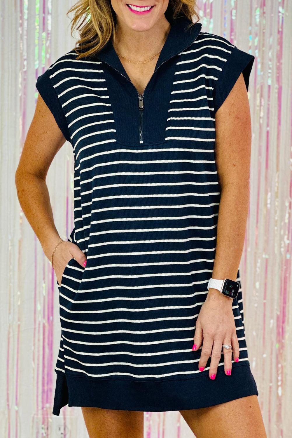 Stijlvolle Korte Jurk met Rits en Kraag - Mini Dresses - Jurkjes.co