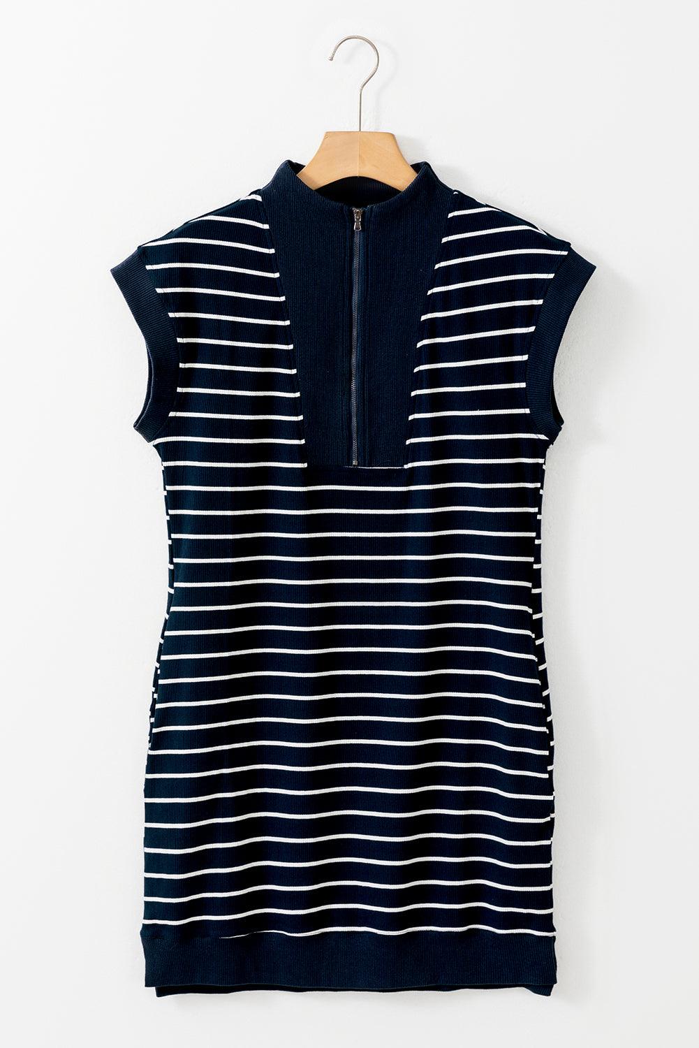 Stijlvolle Korte Jurk met Rits en Kraag - Mini Dresses - Jurkjes.co