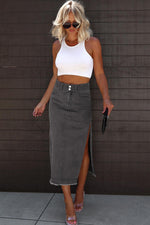 Stijlvolle Midi Denim Rok met Knoopsluiting - Skirts & Petticoat - Jurkjes.co