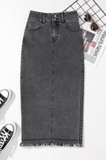 Stijlvolle Midi Denim Rok met Knoopsluiting - Skirts & Petticoat - Jurkjes.co