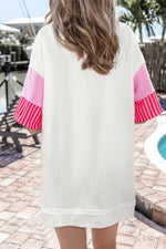 Stijlvolle Patchwork T-Shirt Jurk met Korte Mouwen - T Shirt Dresses - Jurkjes.co