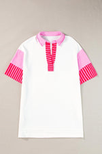 Stijlvolle Patchwork T-Shirt Jurk met Korte Mouwen - T Shirt Dresses - Jurkjes.co