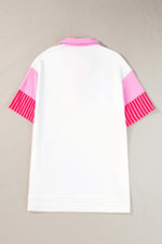 Stijlvolle Patchwork T-Shirt Jurk met Korte Mouwen - T Shirt Dresses - Jurkjes.co